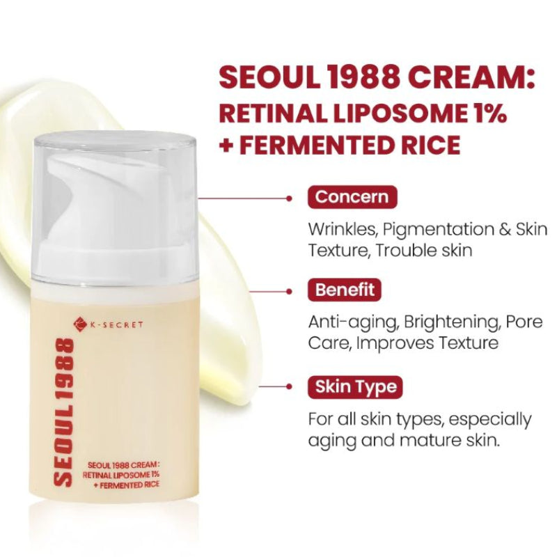 K-Secret Seoul 1988 Cream Retinal Liposome 1% + Fermented Rice (50ml)