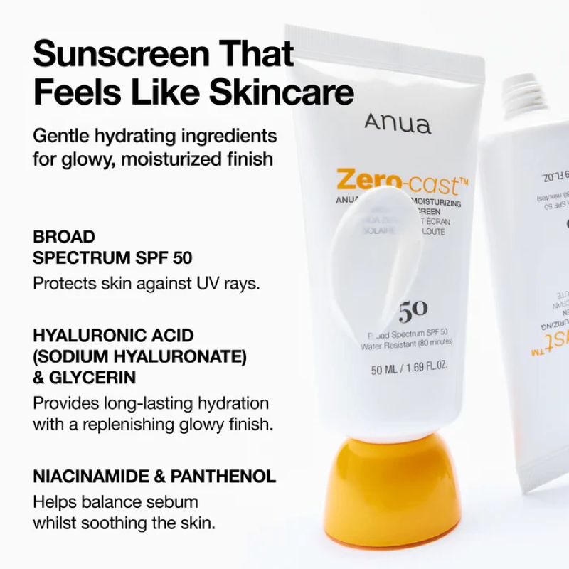 ANUA Zero-Cast Moisturizing finish sunscreen SPF 50+ PA++++ (50ml)