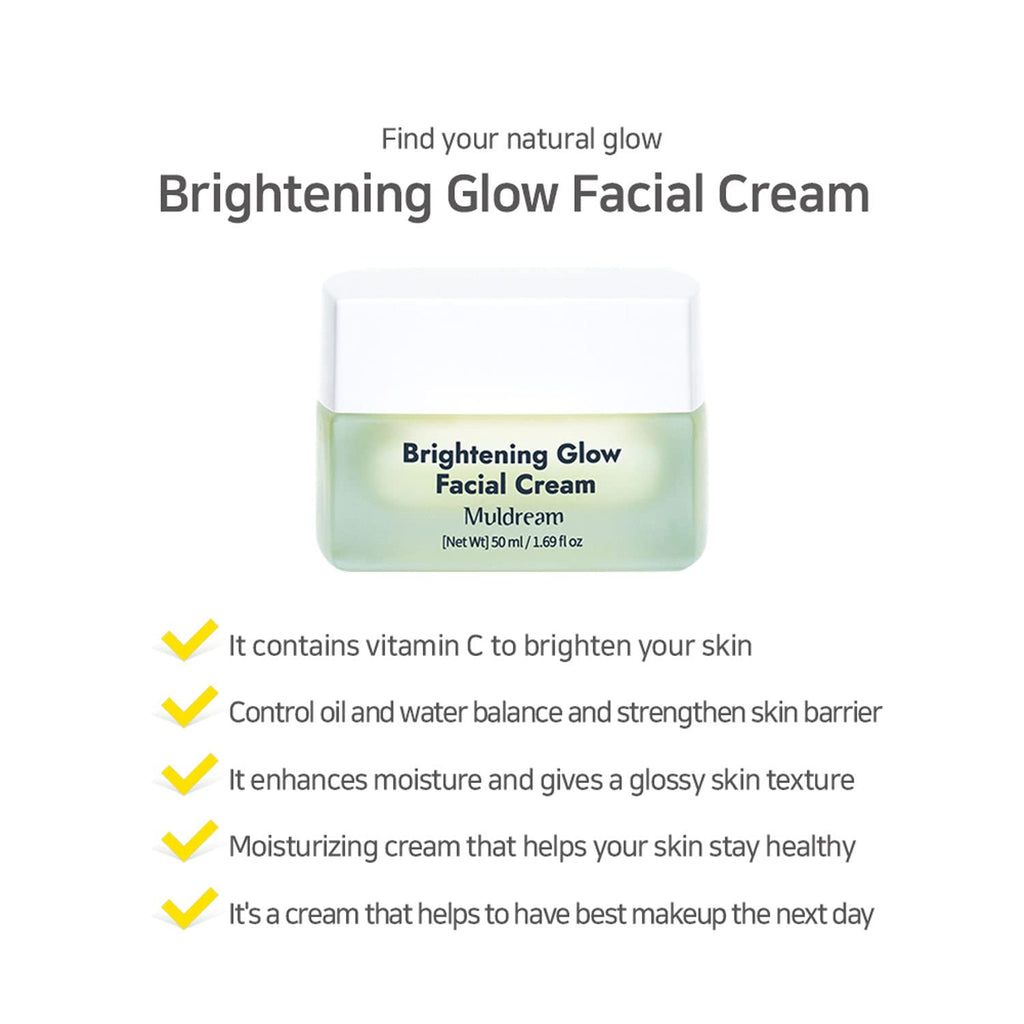 Muldream Glow Facial Glow Facial Cream – AHA &amp; Vitamin C (50ml)